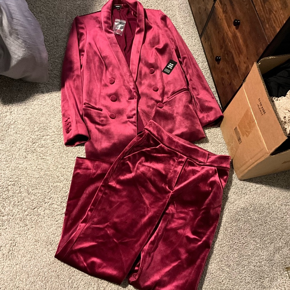 Express velour pantsuit pants and blazer new